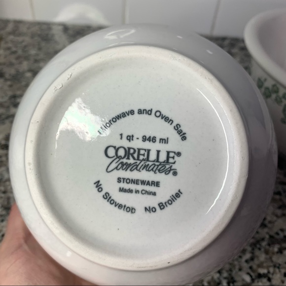 Corelle Coordinates Stoneware Casserole 2qt and 1qt Callaway Green Ivy Vintage - Picture 6 of 9